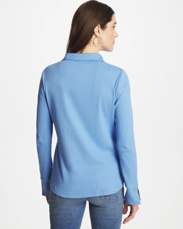 Knit Woven Mix Rib Henley - image 3